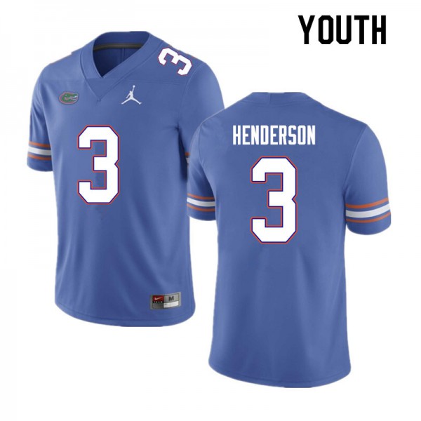 Youth #3 Xzavier Henderson Florida Gators College Football Jersey Blue